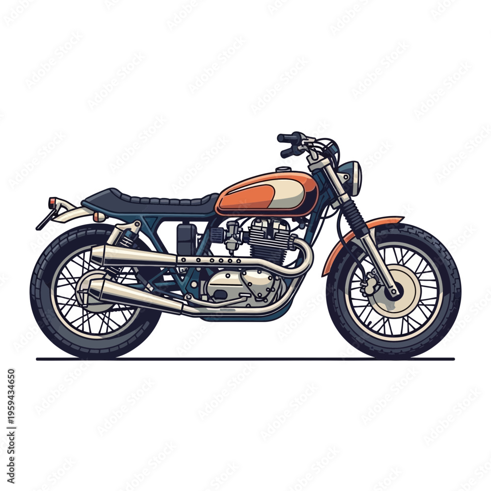 Obraz premium Retro Cafe Racer Motorcycle Illustration