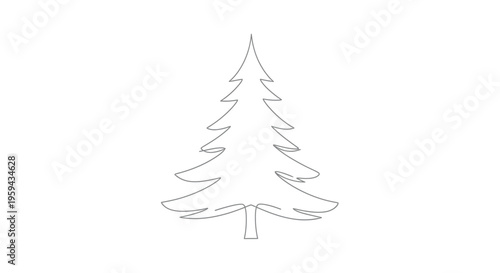 Simple line drawing of a stylized evergreen tree against a white background