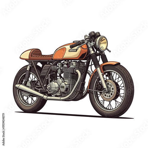 Vintage Cafe Racer Motorcycle Illustration