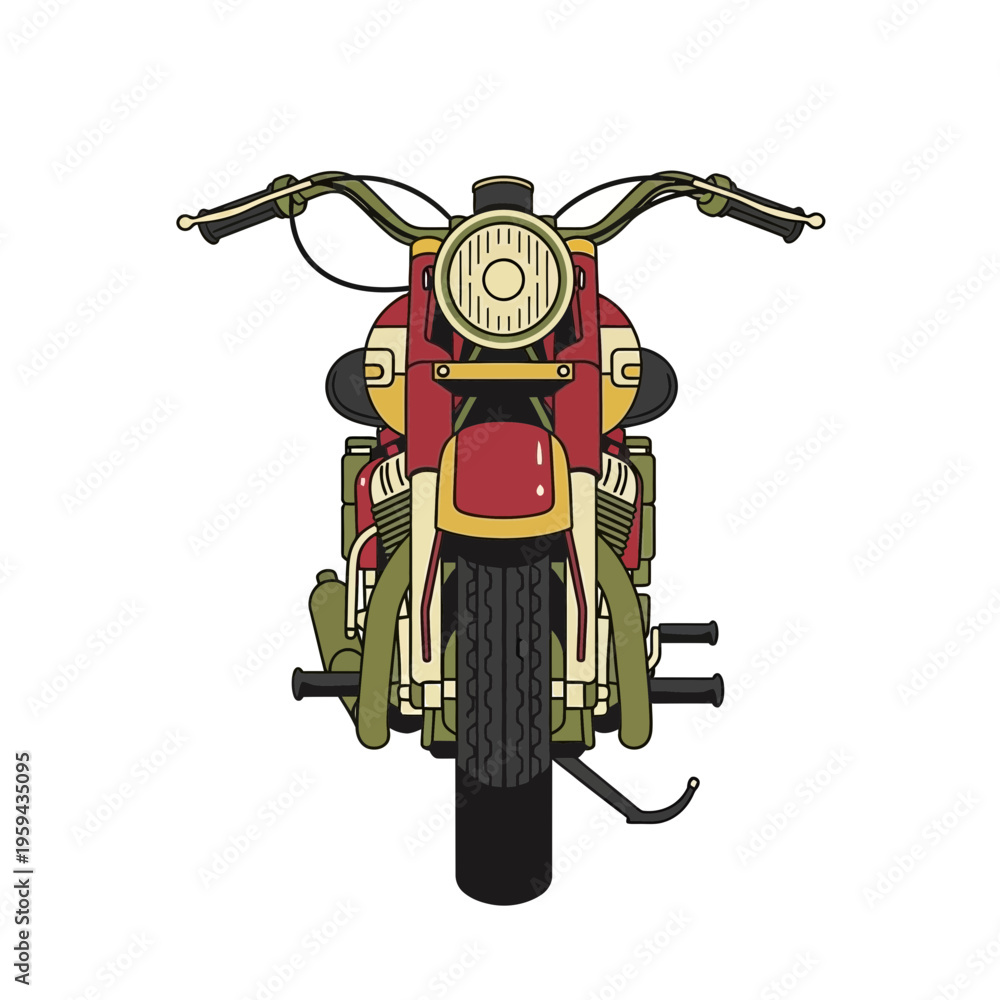 Fototapeta premium Vintage Motorcycle Front View Illustration