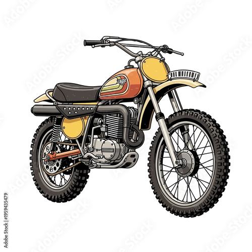 Vintage off-road motorcycle illustration