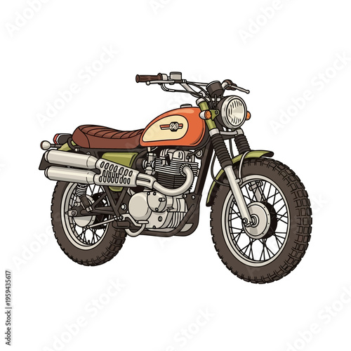 Vintage Scrambler Motorcycle Illustration
