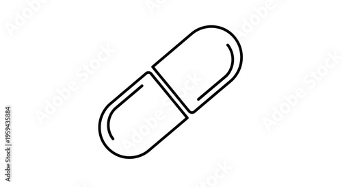 Simple line drawing of a capsule