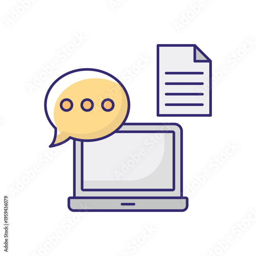 Chat Laptop Vector icon which can easily modify or edit
