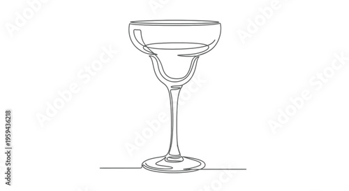 Minimalist line art depicts a stemmed margarita glass with a liquid fill