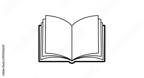 An open book with blank pages and a thick binding