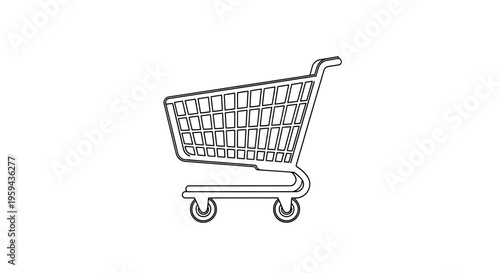 Simple outline of a shopping cart with wheels
