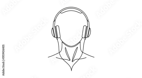 Abstract line art of a person wearing headphones