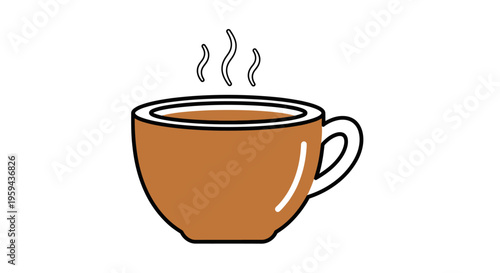 Depiction of a steaming coffee cup, ideal for morning routines or cafe branding