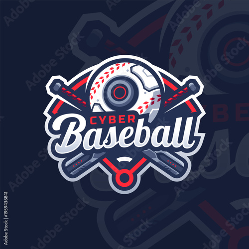 Futuristic Baseball logo design Premium Vector