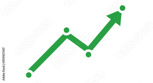 Green upward trending graph showing progress and positive financial performance clearly