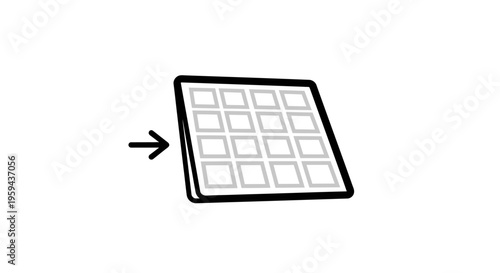 Grid-like structure with an arrow indicating direction or flow and minimal design elements