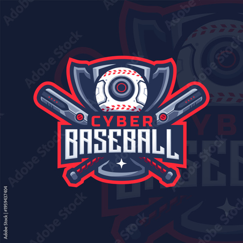 Futuristic Baseball logo design Premium Vector