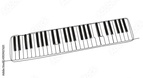 Minimalist black and white line drawing of a keyboard