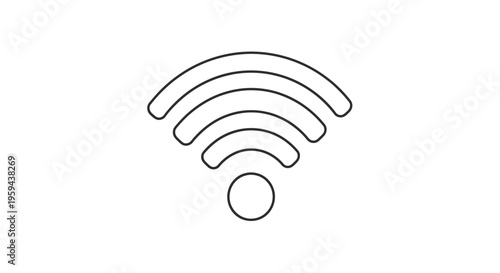 A minimalist outline of a wifi symbol in black on a white background