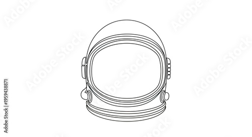 Minimalist outline drawing of an astronaut helmet with a wide visor