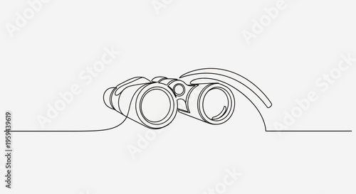 Minimalist line art of binoculars, suggesting focus and discovery