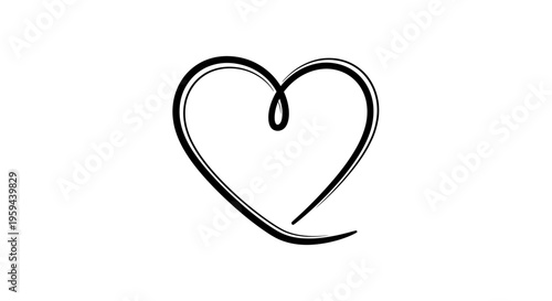 A single, black, hand-drawn heart outline on a white background