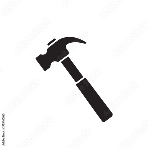 Hammer Icon Solid Minimal Construction Tool Symbol Illustration