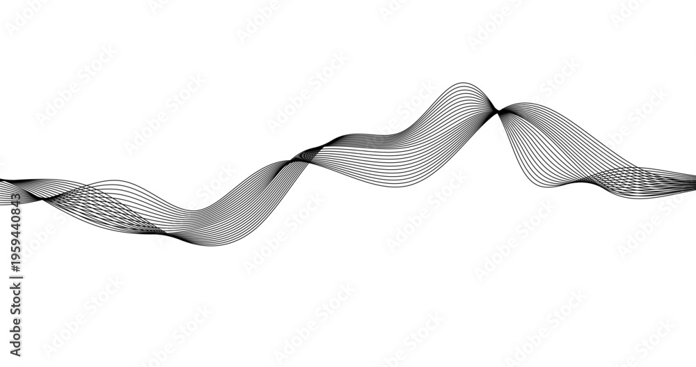Fototapeta premium Science backdrop with monochrome wave lines on white background Modern technology Concept