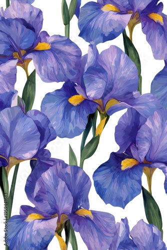 Blue irises flower seamless pattern background