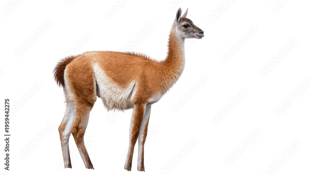 Naklejka premium Elegant guanaco, a native South American camelid, standing proudly in profile view