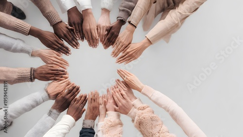 High-end editorial conceptual stock photo of business team connecting primary-color puzzle pieces with urban lights overlay