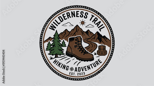Hiking Trail Adventure Logo Design.