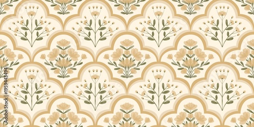 Seamless watercolour and unique floral pattern background for covers, notes, Soft backgrounds colour. Watercolour art work. Flower stalk. Colourful flower.	
