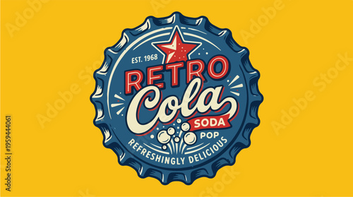 Retro Cola Soda Bottle Cap.