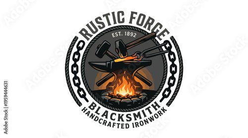 Rustic Forge Blacksmith Logo.