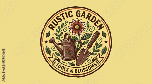 Rustic Garden Tools Logo Design.