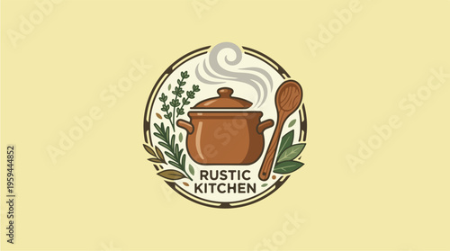 Rustic Kitchen Logo Design Concept.