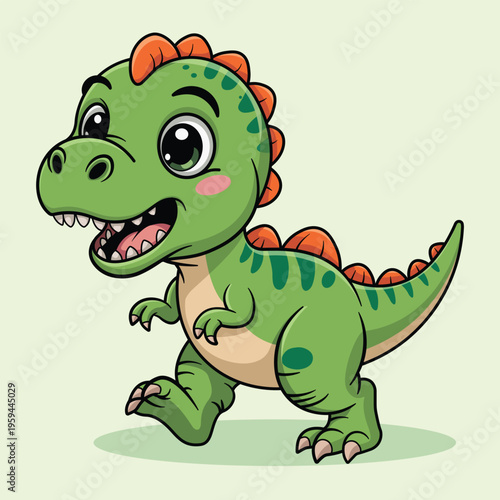 Cute Running Dinosaur Cartoon Character