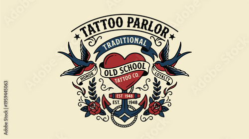 Tattoo Parlor Traditional Old School.