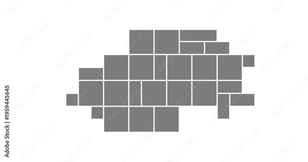 Fototapeta premium Modern mosaic photo gallery with a digital moodboard layout. Creative montage or collage template for website and poster applications. Minimalist composition with abstract shapes and a clean frame.