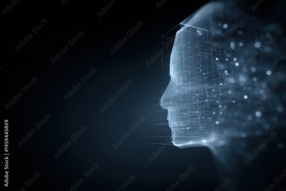 Obraz premium abstract cube shaped human head representing digital identity and technology concept