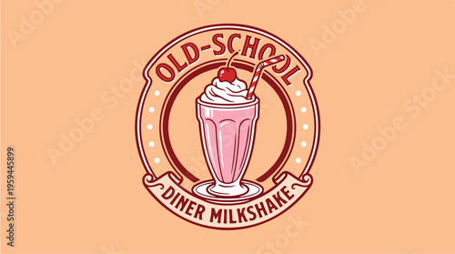 Vintage Diner Milkshake Logo Design.