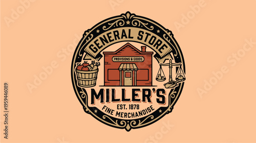 Vintage General Store Sign Logo.