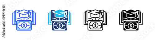 Tuition Multi Style Icon Set Vector 