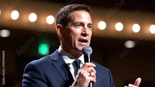 Businessman speaking at a conference event.