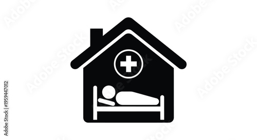 Home healthcare vector illustration showing a patient receiving medical assistance and care at residence