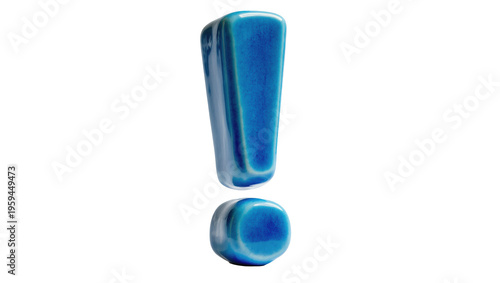 Принти на полотні Smooth glossy blue ceramic exclamation mark, a striking symbol conveying urgency