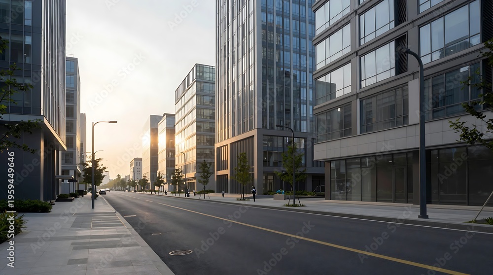 Obraz premium A city street with buildings and traffic seen in both morning and night urban settings