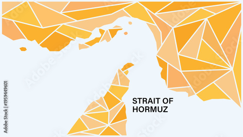 Strait of Hormuz Map. Low Poly Geometric Vector Illustration, Abstract Middle East Background. 