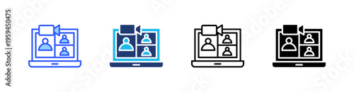 Video Conference Multi Style Icon Set Vector 