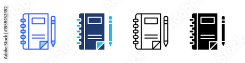 Notebook Multi Style Icon Set Vector 