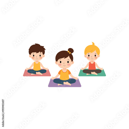 three kids yoga pose