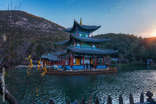 The ancient architecture and natural beauty of Heilongtan Park in Lijiang City, Yunnan Province, China on January 12, 2026
