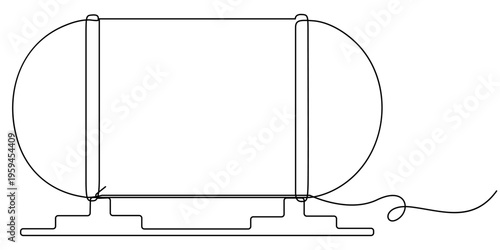 oil tank continuous one line drawing, single one continuous line. Isolated vector illustration, outline vector white background. 